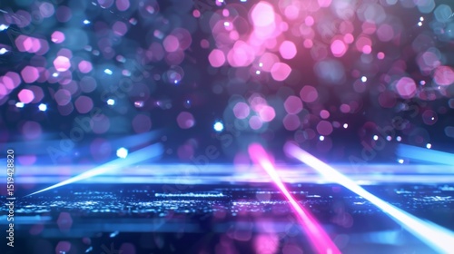 Abstract Neon Lights Bokeh Background Pink Blue Purple Glowing Rays Digital Art Futuristic Technology Design Modern Style Vibrant Energy Bright Illumination Graphic Resource Trendy Wallpaper Awesome  