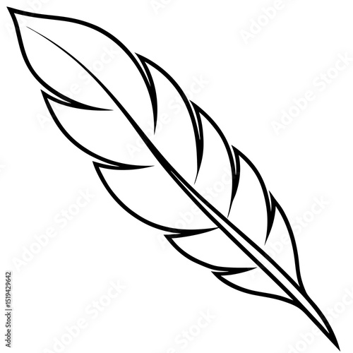 Simple Feather Line Art