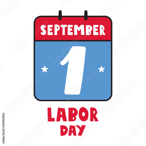 September 1. Labor day in U.S. Hand drawn design. Vector illustration on white background.