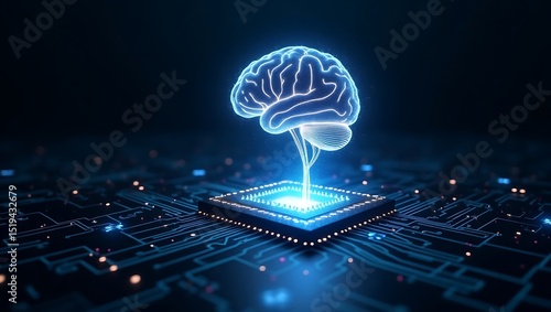 Artificial intelligence ai brain chip technology neural network concept
