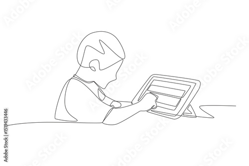 Speech generating devices concept one-line drawing