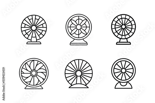 industrial fan icon line art vector illustration
