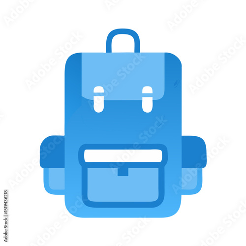 Bright blue backpack with multiple compartments designed for school and travel use in a minimalist style