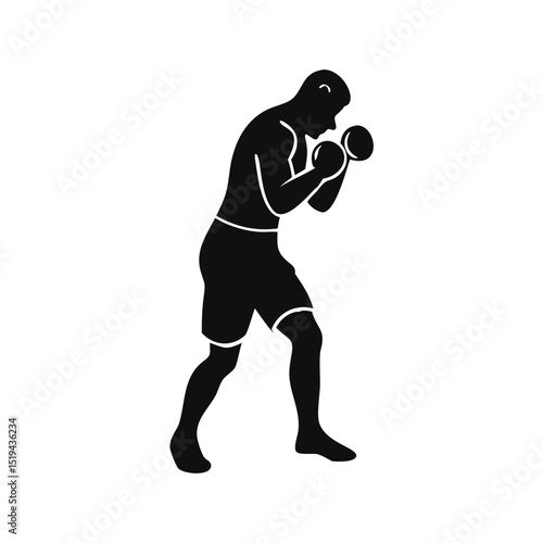 Boxer preparing for match in training session at gym, focusing on technique and form during workout