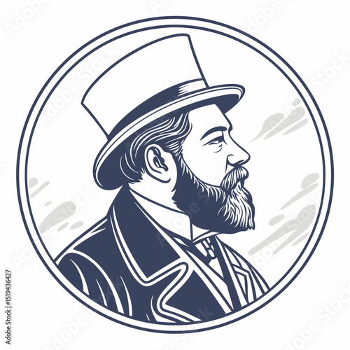 Retro vector cartoon portrait illustration of a pirate with a sword and hat