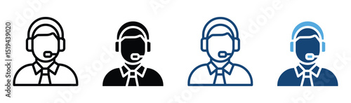 Customer service representative icon , Customer support icon with headset for assistance and service , 