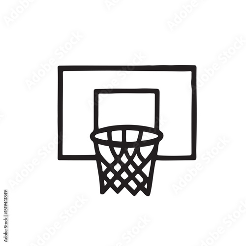 Simple black and white basketball hoop drawing