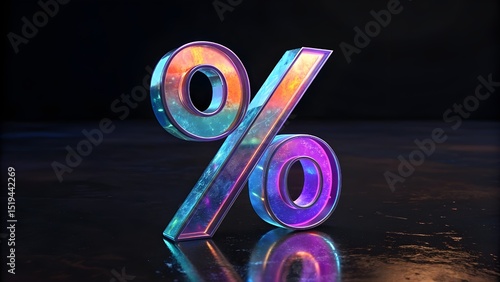 A Vibrant Iridescent Percentage Symbol 3D Rendered Graphic