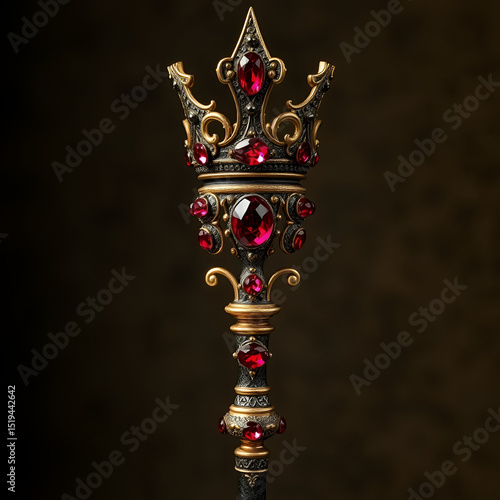A medieval queen s royal scepter encrusted with rubies