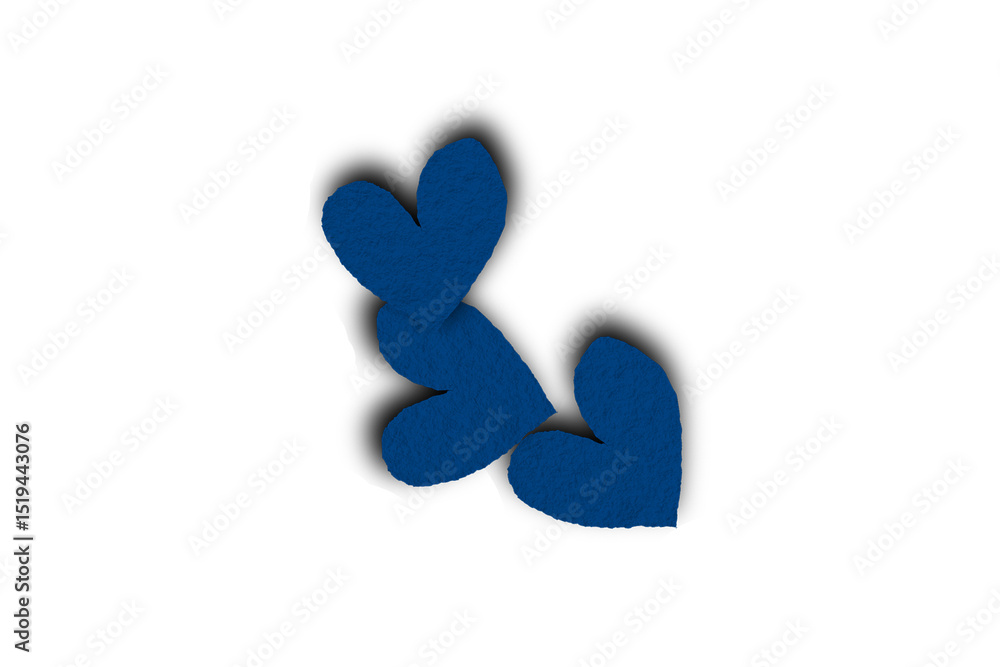Isolated blue paper heart shape on transparent background. Valentine's Day. Red heart with shadow. Love. Illustration. Isolated blue paper heart shape on transparent background. Valentine's Day. Red heart with shadow. Love. Illustration.