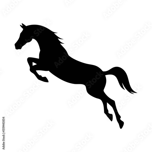 Running wild horse jumping silhouette vector illustration icon on white background