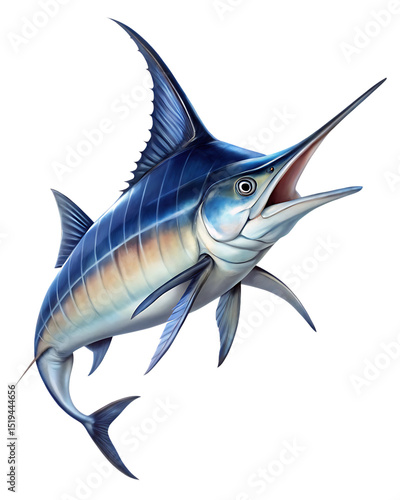 Majestic blue marlin fish isolated on a white background png