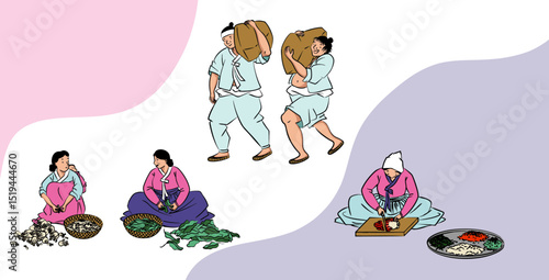 정성과 협동이 담긴 전통 음식 준비