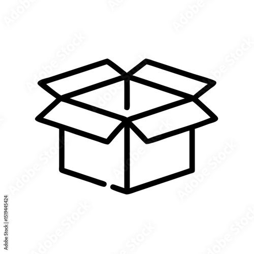 Open box graphic representing packaging, delivery, and storage concepts for online shopping