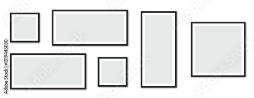 Photo frame mockup. Vector isolated picture frame mockup with shadow on white background. image frame mockup photograph, Set of empty photo frames