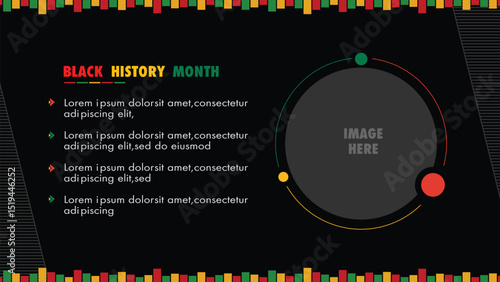 Black history month template with new style. Black theme of black history presentation layout design in vector illustration.