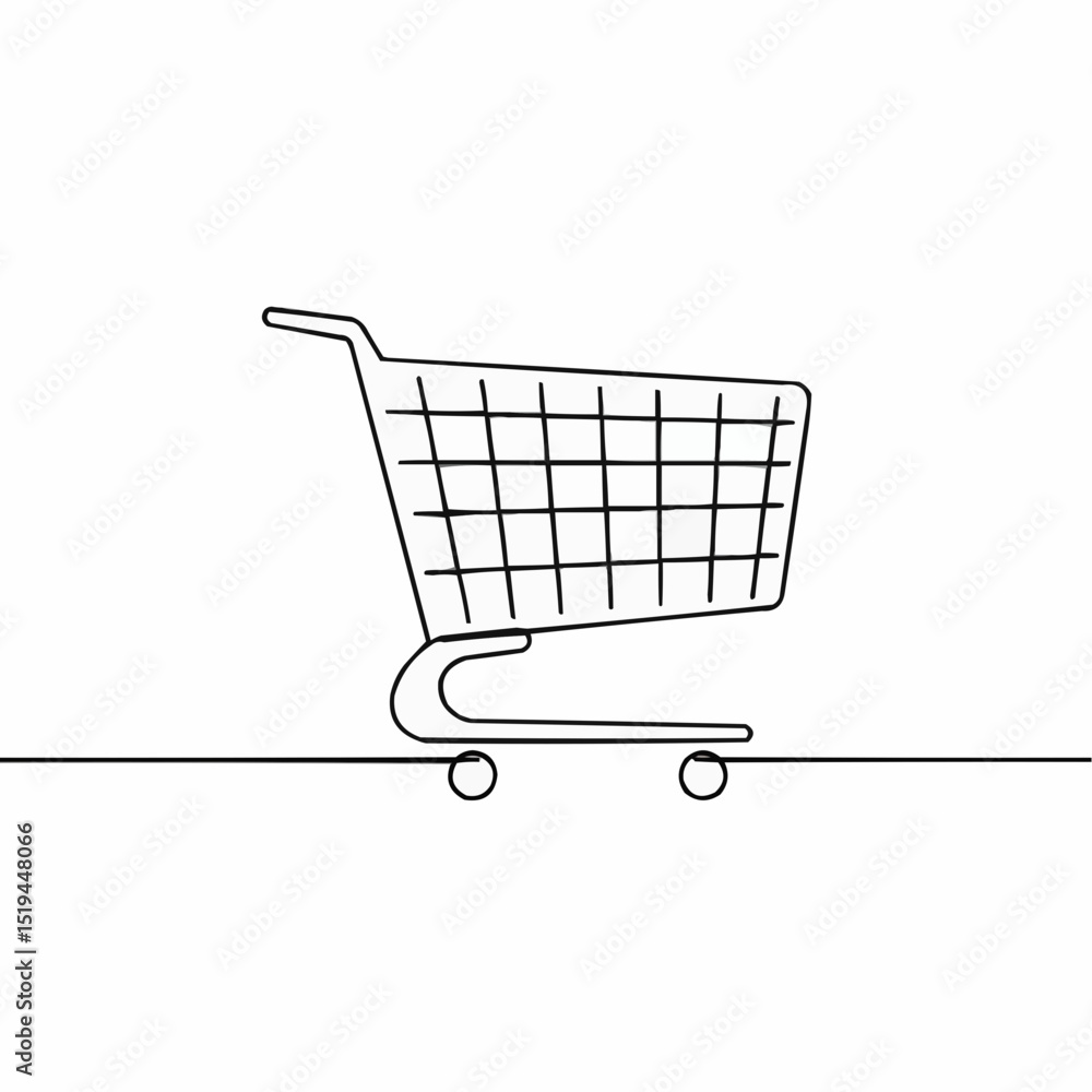 Simple outline of a shopping cart in minimalist style Simple outline of a shopping cart in minimalist style