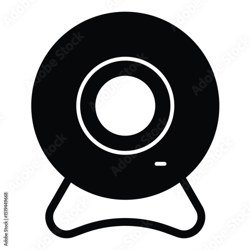 Web camera solid icon, remote work concept. Vector graphics. Video call recording device for online conference sign on white background, style mobile or design.