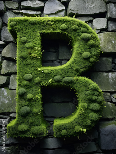 Renew Mossy Stone text, mossy stone sign, typeface design