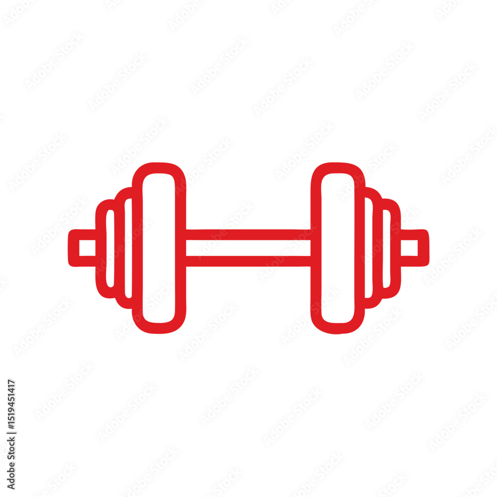 Red dumbbell icon representing strength training and fitness motivation for workout enthusiasts Red dumbbell icon representing strength training and fitness motivation for workout enthusiasts
