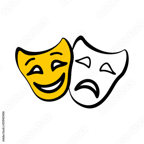 Masks representing comedy and tragedy, symbolizing the duality of human emotions and expressions in theatre arts