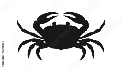Silhouette of a crab showcasing its claws on a plain background during a bright afternoon