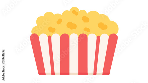 Colorful popcorn bucket filled with tasty snack ready for movie night at home or cinema