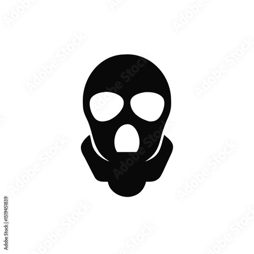 Black silhouette of a gas mask symbol representing safety measures and protective gear for hazardous environments