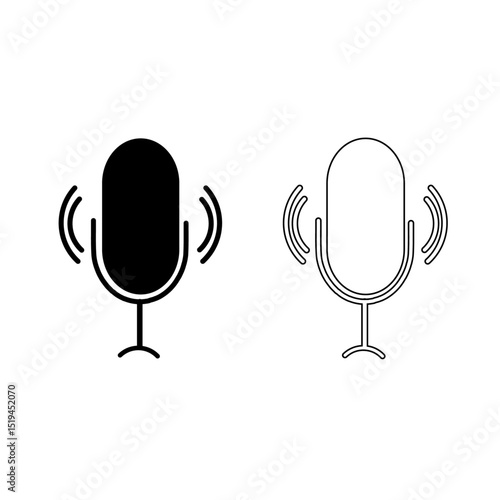 Microphone icon set, Vector mic icon, Podcast microphone for recording or speaking.
