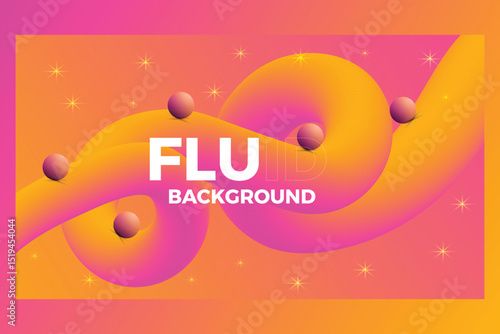 Yellow and pink fluid wave background. Duotone geometric compositions with gradient 3d flow shape.