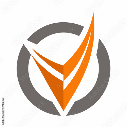 Abstract orange and gray v shaped logo design