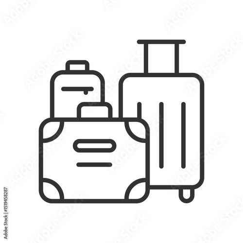 Luggage, icon in line design. Luggage, suitcase, travel bag, trolley, baggage, airport, packing on white background vector. Luggage editable stroke icon