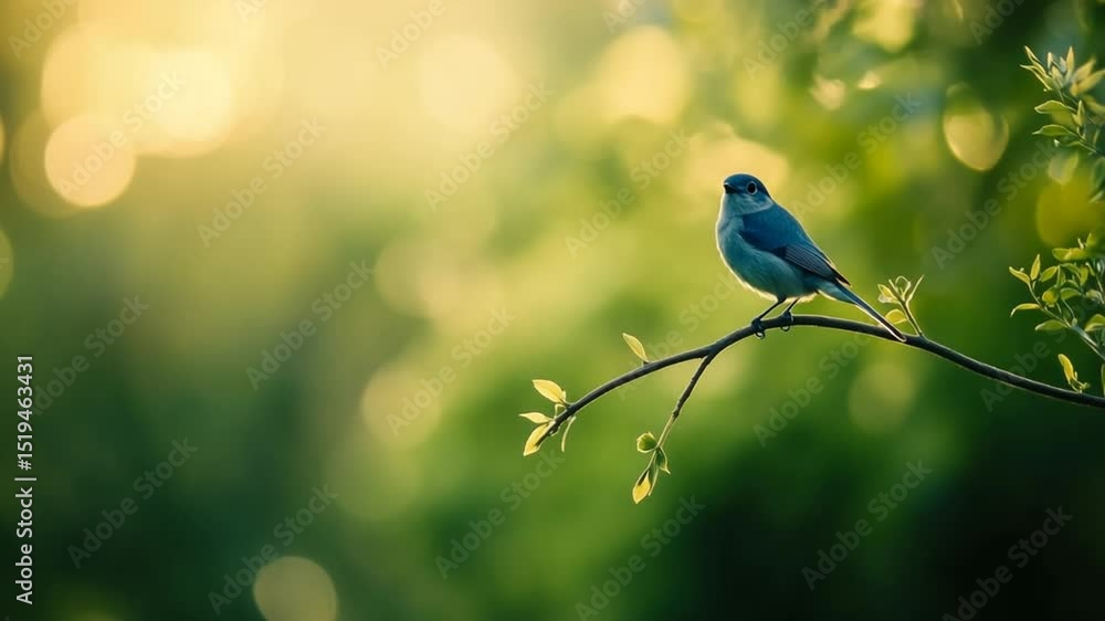 Serene Bluebird Perched on a Branch with Bokeh Background in a Peaceful Nature Scene Serene Bluebird Perched on a Branch with Bokeh Background in a Peaceful Nature Scene