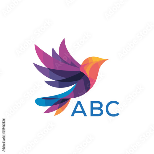 Colorful Abstract Bird Logo. ABC Letter logo. Modern Gradient Vector Illustration with ABC Text.

