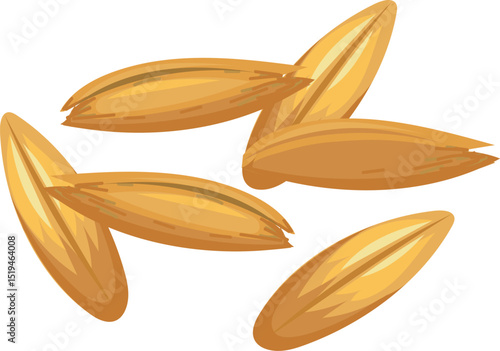 Oat grains falling and rotating on a white background, creating a dynamic and appetizing visual suitable for food and agriculture related projects