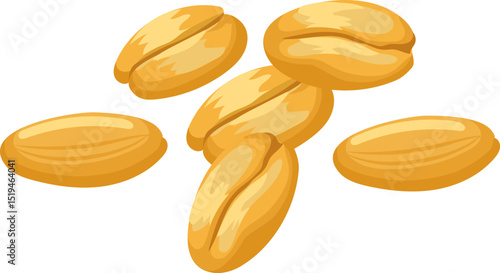 Oat grains falling and rotating on a white background, creating a dynamic and appetizing visual suitable for food and beverage marketing campaigns