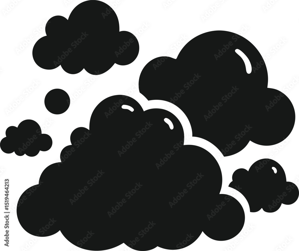 Fototapeta premium Stylized Black Clouds and Droplets on a White Background Simple Vector Illustration