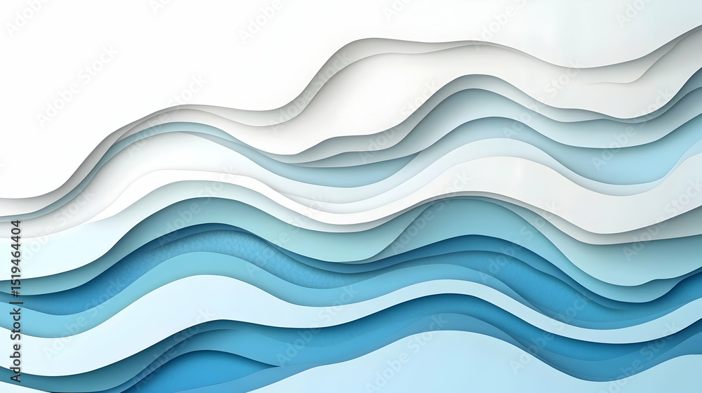 Fototapeta premium Serene cyan gradient layers with fluid form for modern abstract backdrop