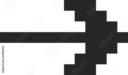 Black pixelated arrow pointing right against a clean white background, symbolizing direction and movement while enhancing digital navigation and user interface design