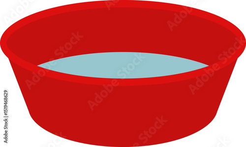 Water filled basin stock vector image.
Red basin filled with water flat vector illustration isolated.
Transparent background.