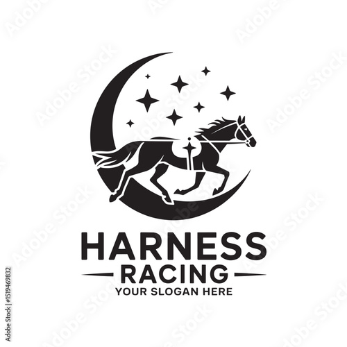 Harness racing logo design with horse and moon