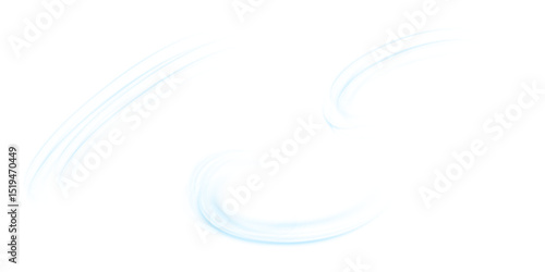 Air flow set of vector elements on a white background. Abstract light effect blowing from an air conditioner, purifier or humidifier. Dynamic blurred flow motion