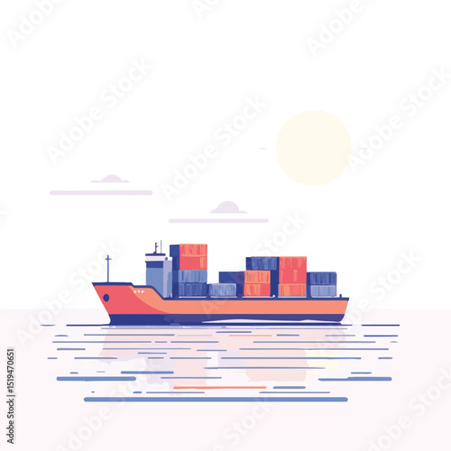 Cargo Ship Loaded with Containers 

