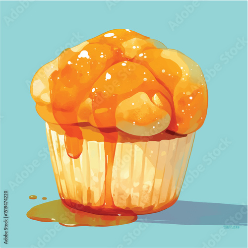 Delicious Caramel Drizzled Pastry A Sweet Treat Illustration