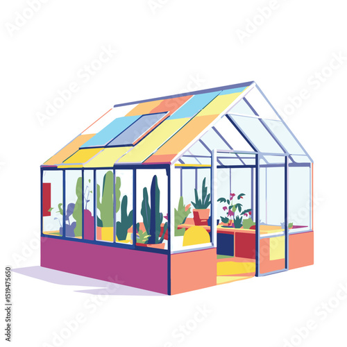 Eco Greenhouse – Glass Garden House Illustration
