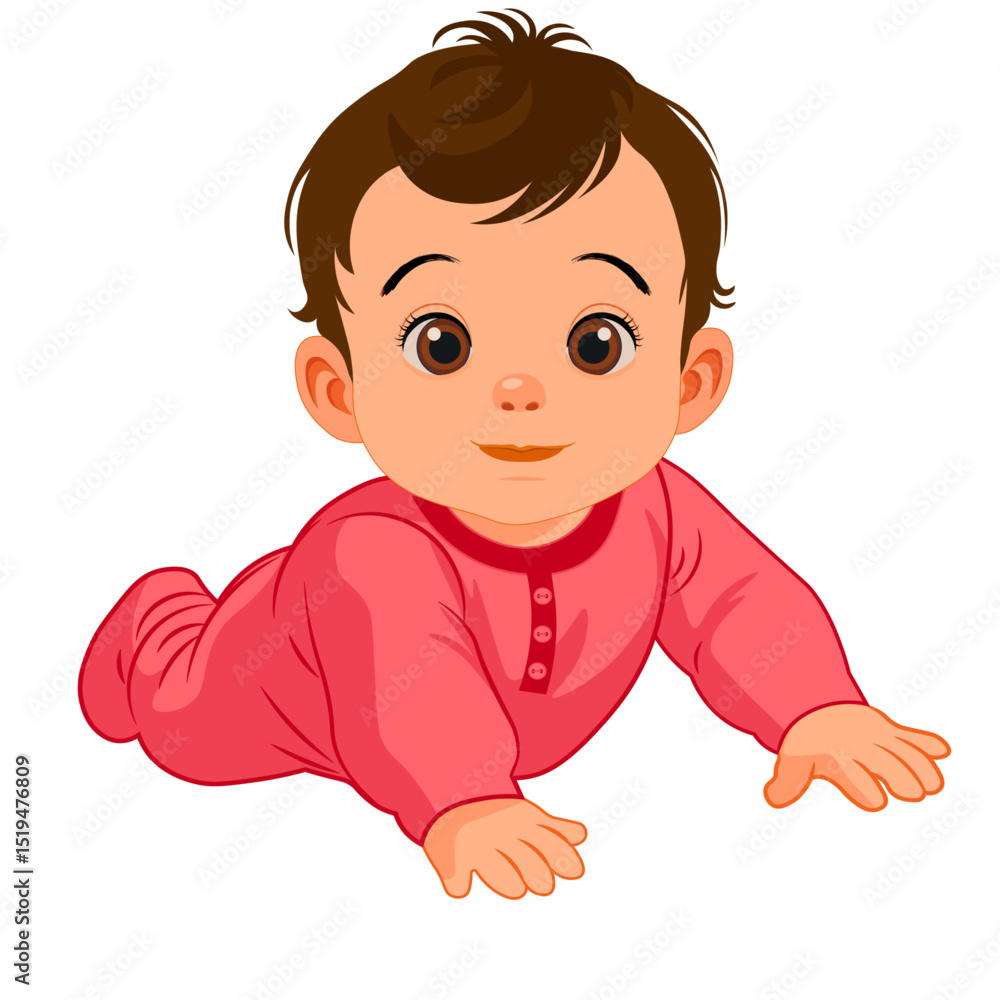 baby crawling in pink clothes vector baby crawling in pink clothes vector
