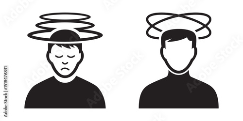 Vector artwork of dizzy man silhouettes