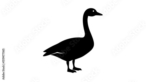 Elegant silhouette of a standing goose against a minimalistic background during daylight