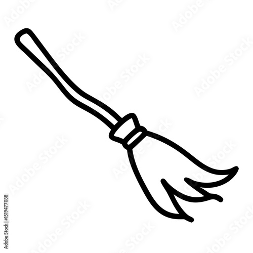 Broom with a wooden handle and bristle head for cleaning in various everyday tasks