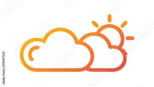 Weather forecast icon depicting clouds and sun in bright colors for sunny day predictions